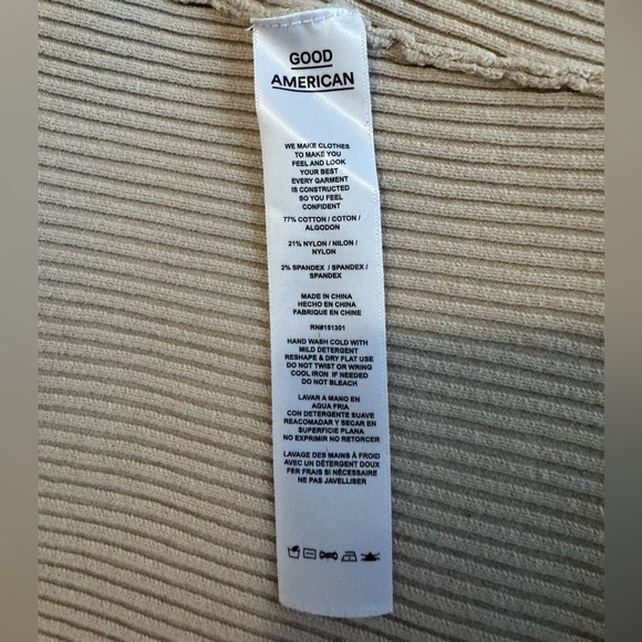 Good American Ribbed Cropped Cardigan Size 1/2 Beige - Picture 7 of 9